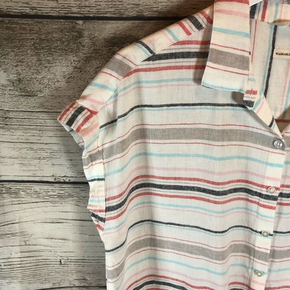 Weatherproof Front Knot Linen Button Up Top Small - Picture 5 of 16